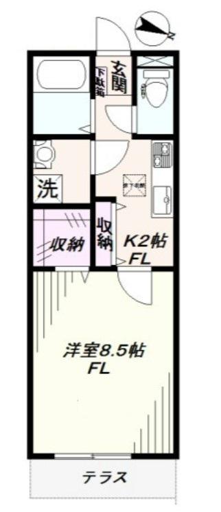 APT38(1K/1階)の間取り写真