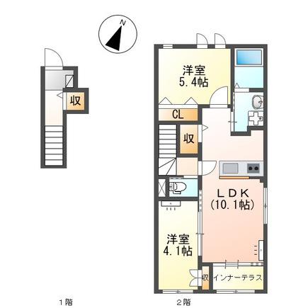 ルオント ラウル(1LDK/2階)の間取り写真