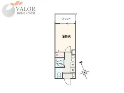 MELLAS(1K/1階)の間取り写真