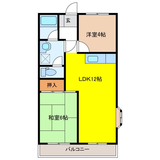 グランドハイム21(2LDK/1階)の間取り写真