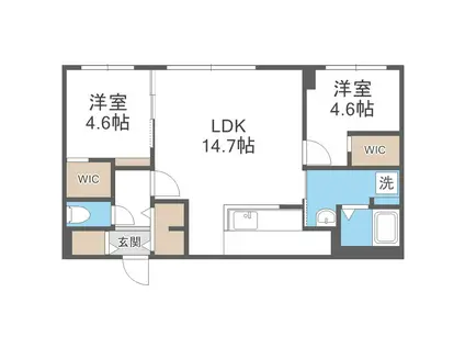 カサトレス元町(2LDK/1階)の間取り写真