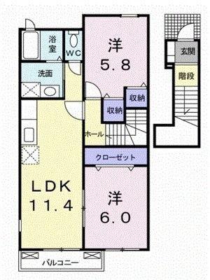 エテルノフィオーレ(2LDK/2階)の間取り写真