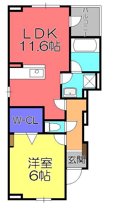ディアコート秀明(1LDK/1階)の間取り写真