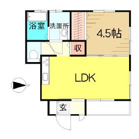 ヴィレッタミライ(1LDK/1階)の間取り写真