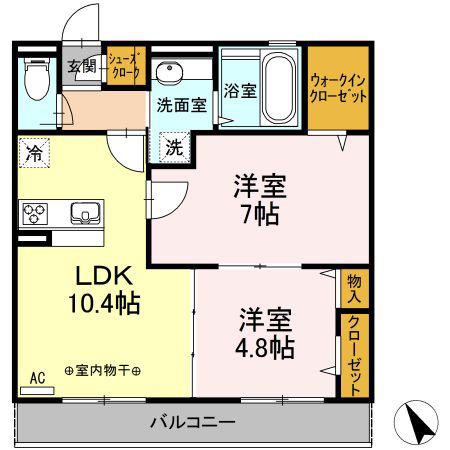 グレイスコート(2LDK/2階)の間取り写真