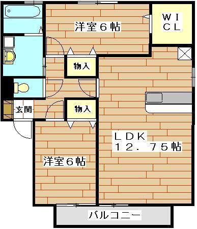 URBAN COURT B(2LDK/1階)の間取り写真