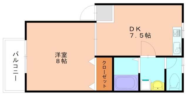 レクサス翔陽(1DK/1階)の間取り写真
