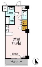 フェリオ甲府上石田(ワンルーム/2階)の間取り写真