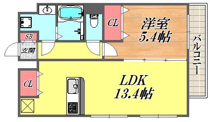 アーバネックス武庫之荘(1LDK/4階)の間取り写真