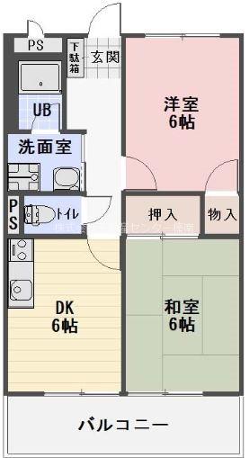SURPLUS リヴェール(2DK/1階)の間取り写真