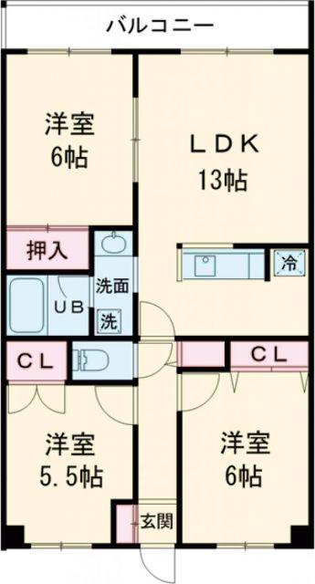 ハイム桔梗I(3LDK/4階)の間取り写真