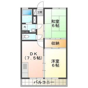 福永コーポ(2DK/4階)の間取り写真