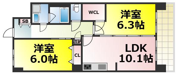 スプランディッド難波ウエストII(1SLDK/7階)の間取り写真