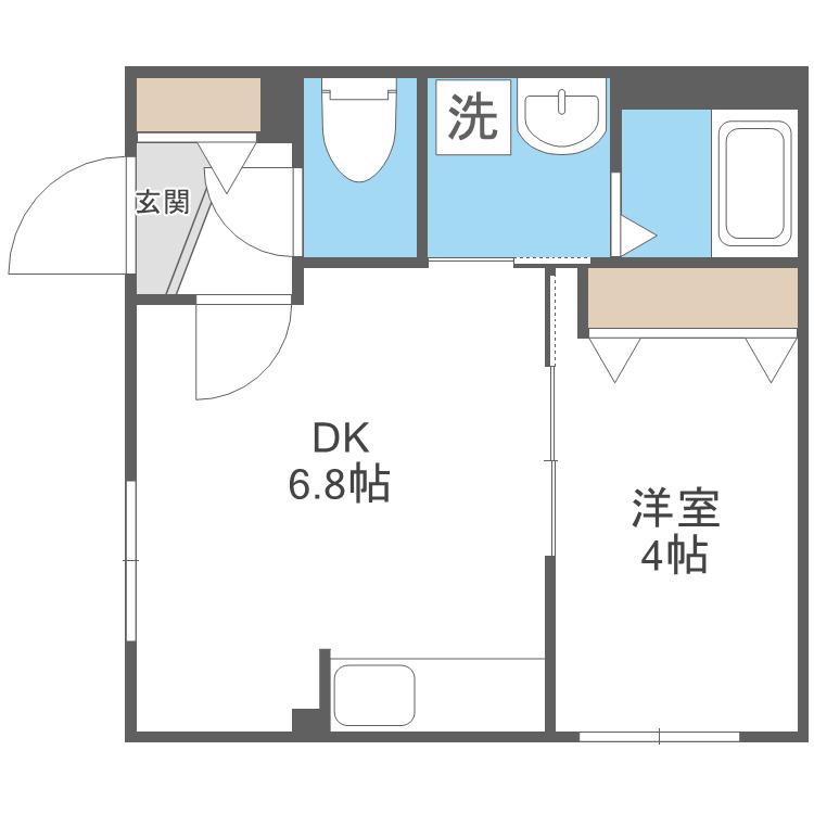ラフィーネ発寒南III(1DK/1階)の間取り写真