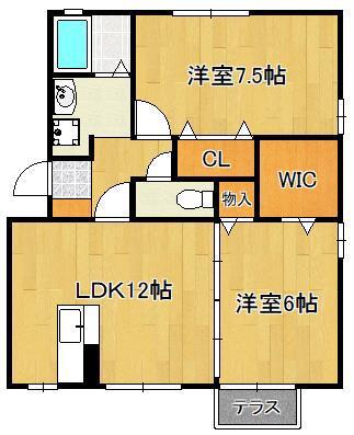 エターナル華(2LDK/1階)の間取り写真