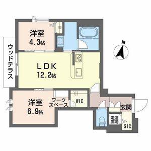 DREAMIO堀川小泉(2LDK/1階)の間取り写真