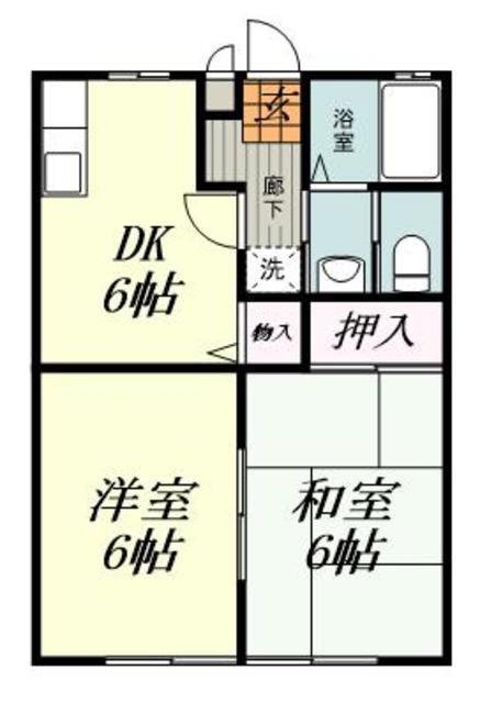 渡辺ハイツ(2DK/2階)の間取り写真