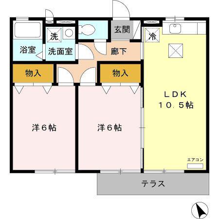 リヴェール文(2LDK/1階)の間取り写真