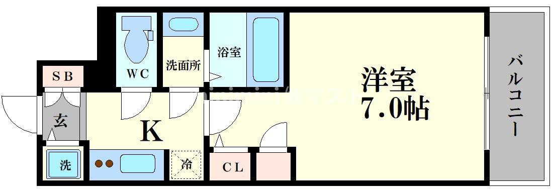 S-RESIDENCE福島ALOVITA(1K/8階)の間取り写真
