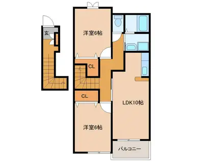 エバーグリーンA(2LDK/2階)の間取り写真