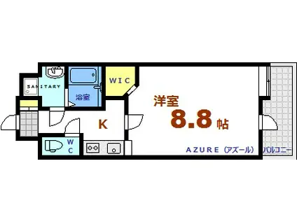 AZURE幟町(1K/3階)の間取り写真