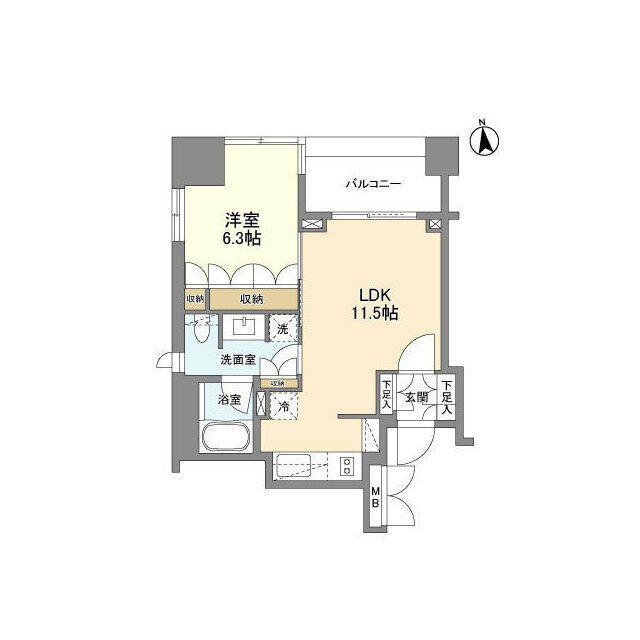 LASANTE 麻布十番(1LDK/9階)の間取り写真