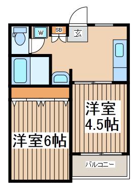 さがみスクエアー(2K/3階)の間取り写真