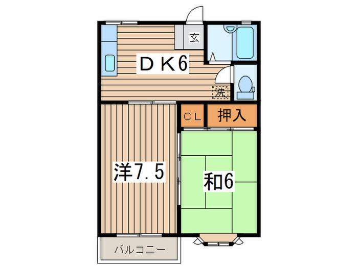 パークハイツしらゆり2(2DK/1階)の間取り写真