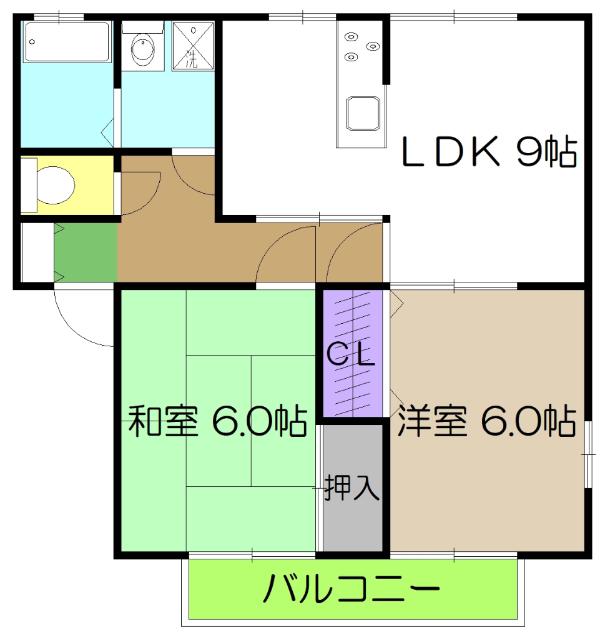 ナカツマチI号館(2LDK/2階)の間取り写真
