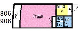 木材会館クラシカ(1K/9階)の間取り写真