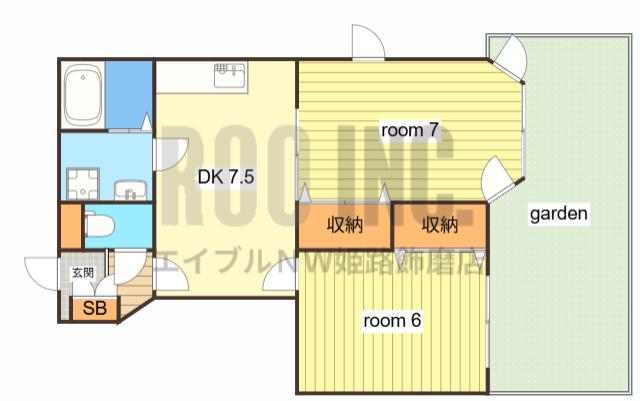 ブルーハイム(2DK/1階)の間取り写真
