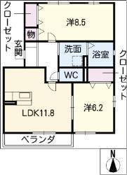 ジューンベリー(2LDK/3階)の間取り写真