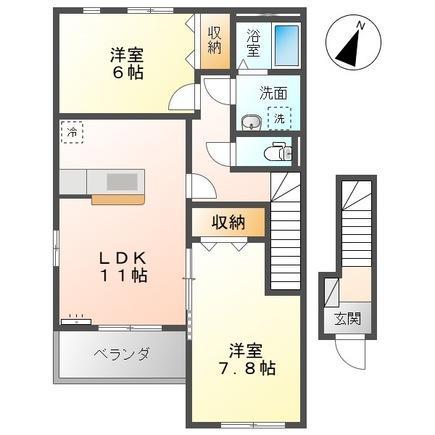 サニープレイス(2LDK/2階)の間取り写真