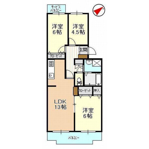 平和ハイツG(3LDK/1階)の間取り写真