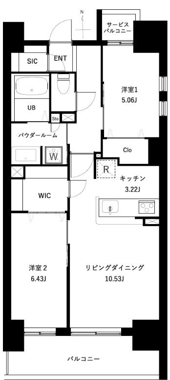 アーバンパーク谷在家(2LDK/4階)の間取り写真