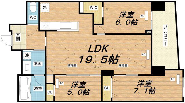 IBC RESIDENCE ウエスト(3LDK/15階)の間取り写真