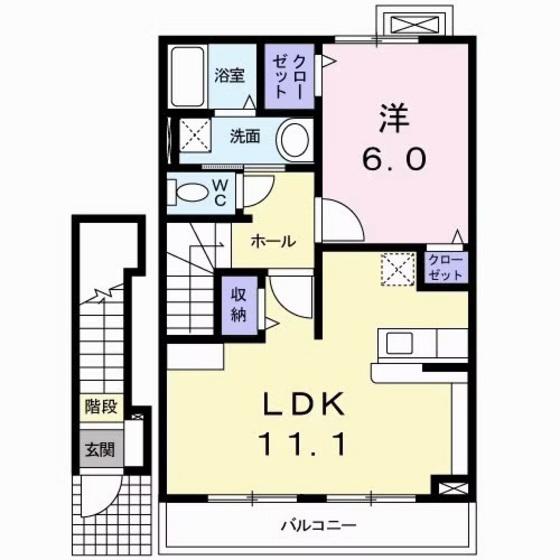 ガネーシャ G(1LDK/2階)の間取り写真