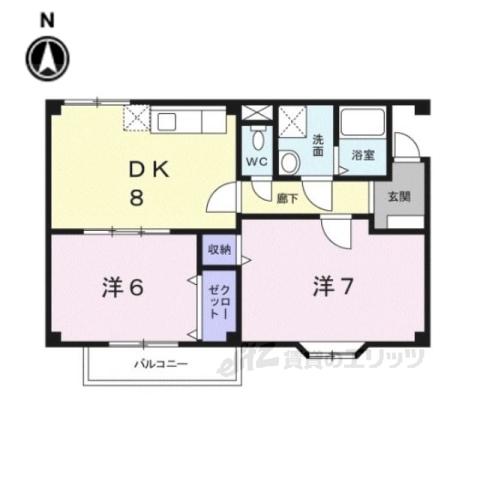 サニースクエア(2DK/2階)の間取り写真