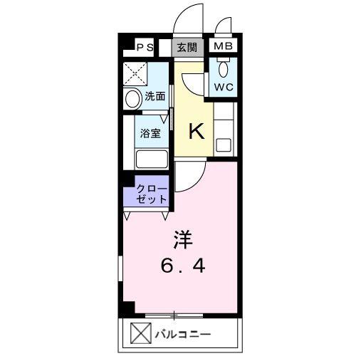 ADESSO(1K/2階)の間取り写真