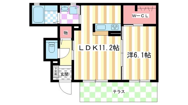 グレイシャス春日(1LDK/1階)の間取り写真