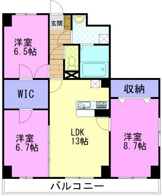 REFUGE・F(3LDK/2階)の間取り写真
