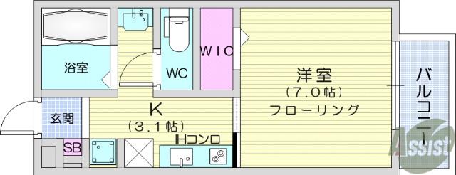 セジュールパーク(1K/1階)の間取り写真