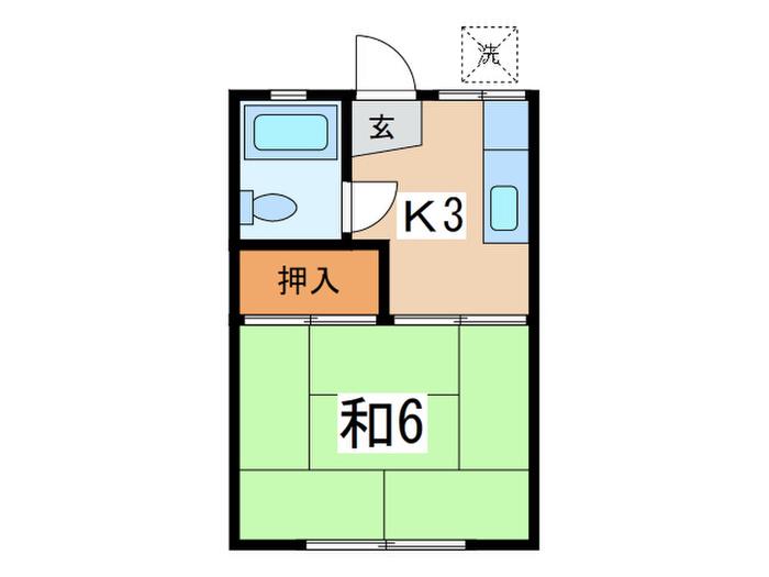 コタニハウス(1K/2階)の間取り写真