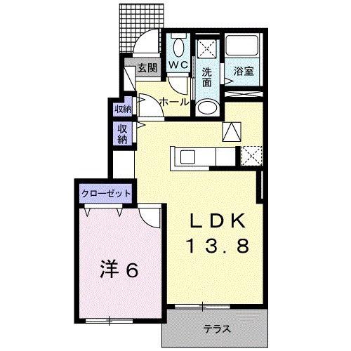 アジュール湊(1LDK/1階)の間取り写真