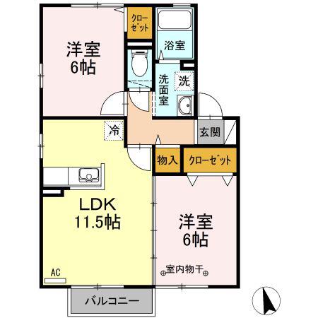 山翡翠の杜IIIIII(2LDK/2階)の間取り写真