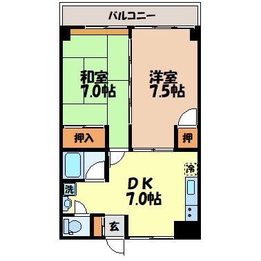 宮田ハイツ(3DK/6階)の間取り写真