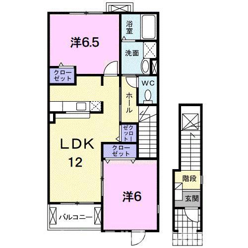プラシードM(2LDK/2階)の間取り写真