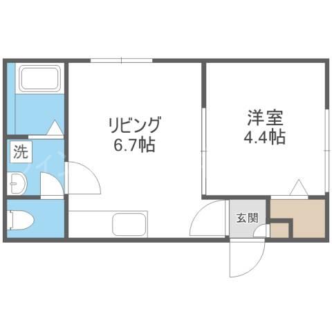 エルドラード平岸(1DK/1階)の間取り写真