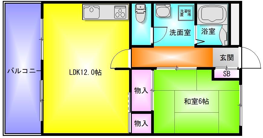 東山本ハイツ(1LDK/6階)の間取り写真