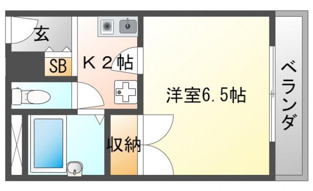 ドエル山手(1K/2階)の間取り写真